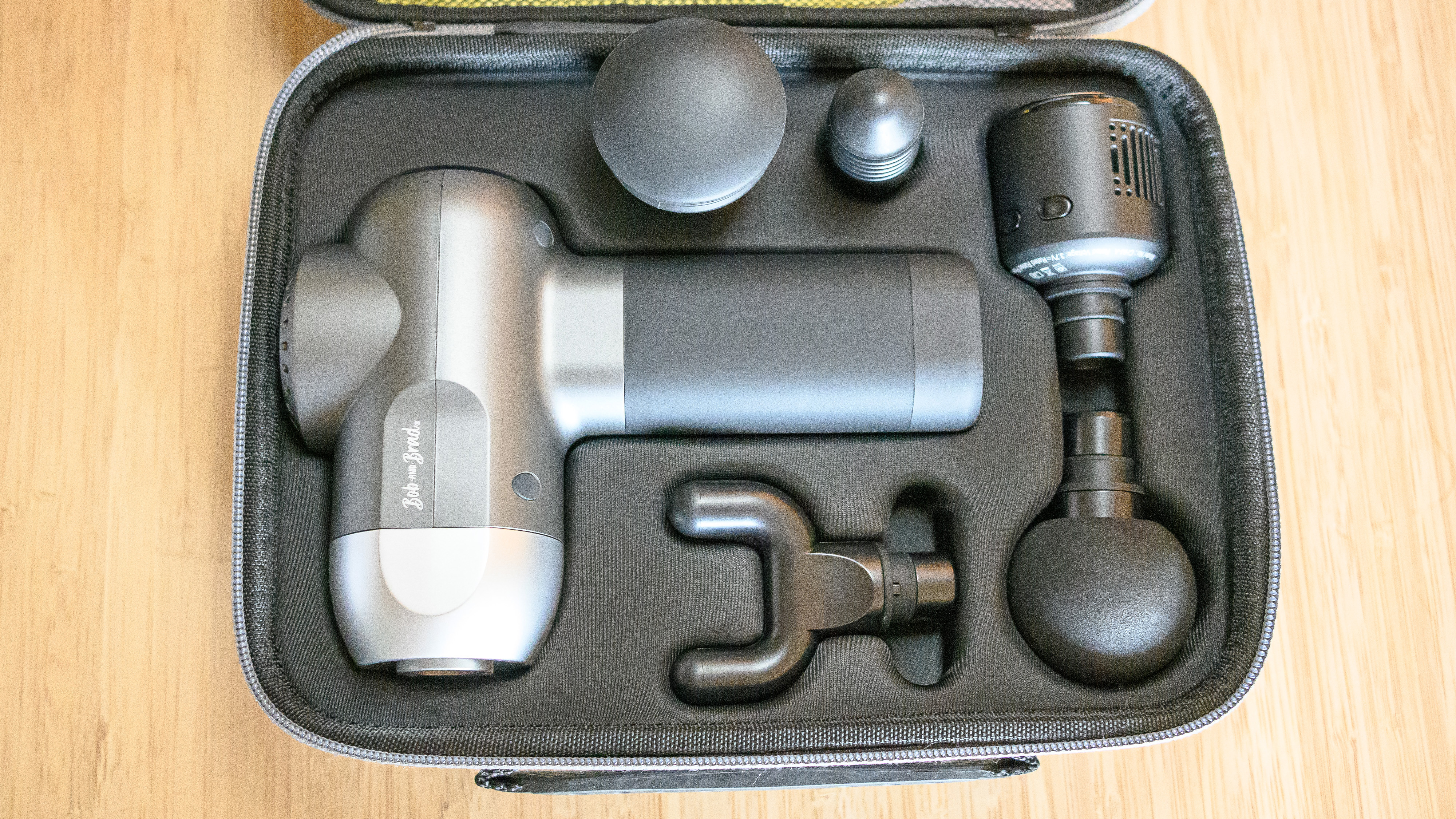 Bob and Brad C2 Pro Heat and Ice Massage Gun in its storage case